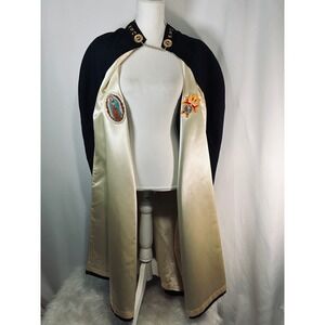 Vintage Knights of Columbus 4th Degree Cape Black Champagne Satin Our Lady Patch